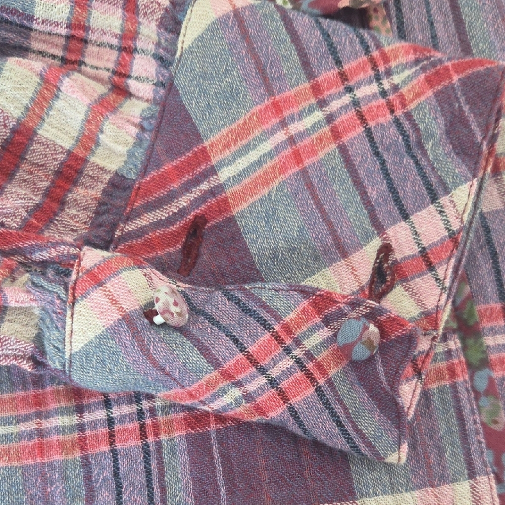 Sézane Purple and Pink Plaid Button-Up Blouse - Picture 4 of 6